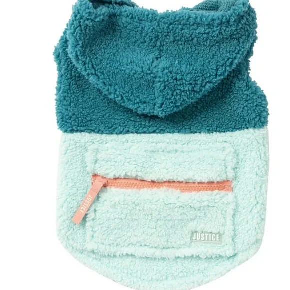 ✅Justice Pet Polyester Sherpa Printed Dog Hoodie, Turquoise Size Small - Picture 4 of 7